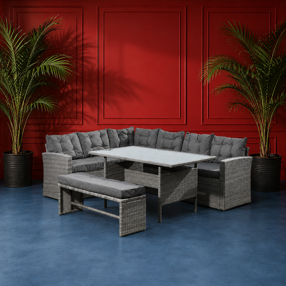 Shop garden furniture at Ex Catalogue UK, including rattan garden furniture sets, corner sofas, dining sets, chairs, tables and garden accessories. 
