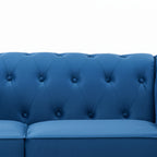 Blue Velvet Upholstered 2 Seater Chesterfield Sofa