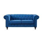 Blue Velvet Upholstered 2 Seater Chesterfield Sofa