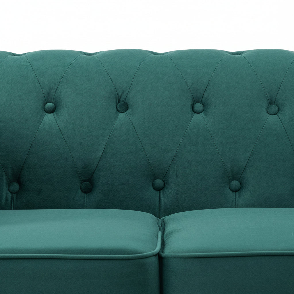 Green Velvet Upholstered 3 Seater Chesterfield Sofa