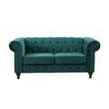 Green Velvet Upholstered 2 Seater Chesterfield Sofa