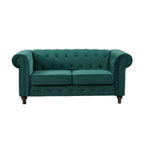 Green Velvet Upholstered 2 Seater Chesterfield Sofa