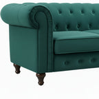 Green Velvet Upholstered 2 Seater Chesterfield Sofa