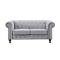 Grey Velvet Upholstered 2 Seater Chesterfield Sofa