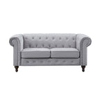 Grey Velvet Upholstered 2 Seater Chesterfield Sofa