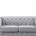 Grey Velvet Upholstered 2 Seater Chesterfield Sofa