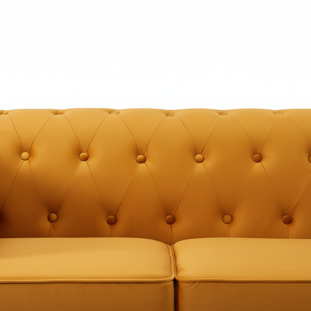 Burnt Orange Velvet Upholstered 2 Seater Chesterfield Sofa