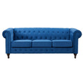 Blue Velvet Upholstered 3 Seater Chesterfield Sofa