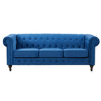 Blue Velvet Upholstered 3 Seater Chesterfield Sofa