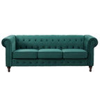 Green Velvet Upholstered 3 Seater Chesterfield Sofa