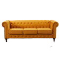 Orange Velvet Upholstered 3 Seater Chesterfield Sofa