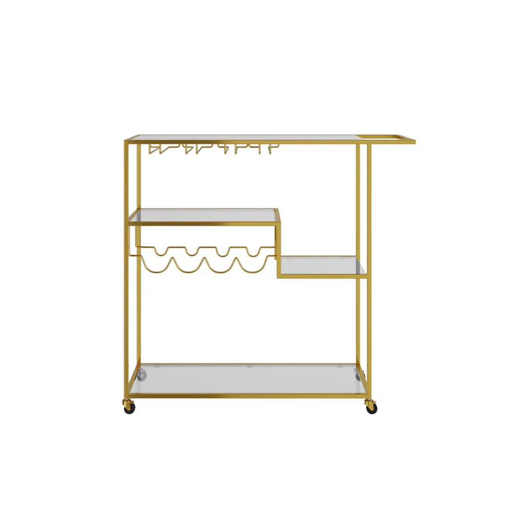 Art Deco Gold Drinks Trolley With Racks