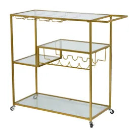 Art Deco Gold Drinks Trolley With Racks