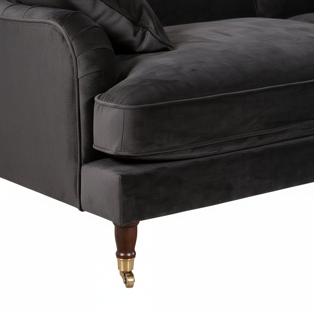 Black Velvet 4 Seater Sofa