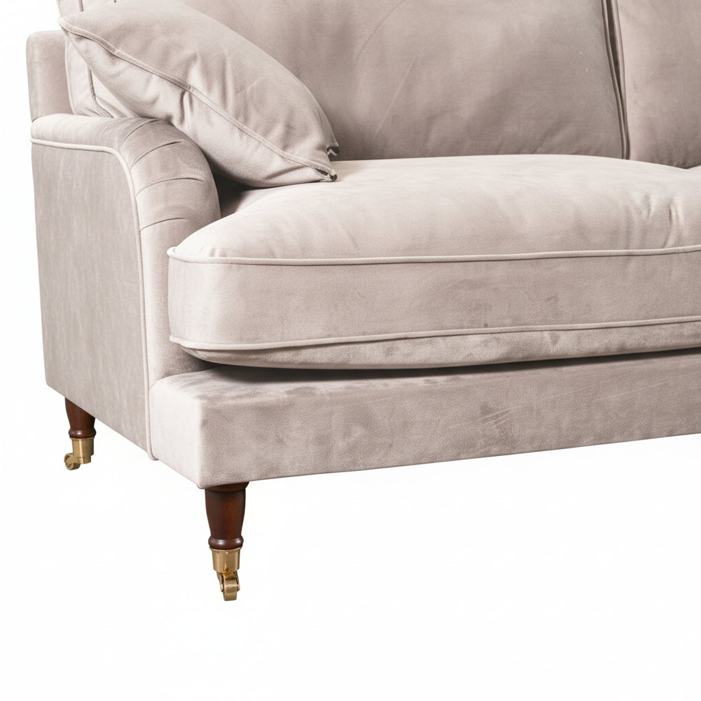 Silver Velvet 3 Seater Sofa