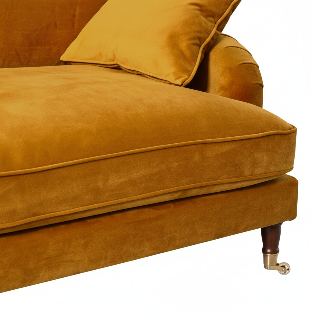 Mustard Yellow Velvet 2 Seater Sofa