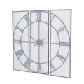 Large Light Grey & White Wash Panelled Wall Clock