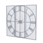 Large Light Grey & White Wash Panelled Wall Clock