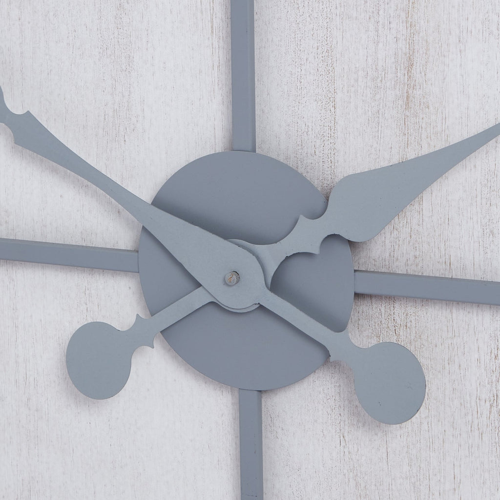 Large Light Grey & White Wash Panelled Wall Clock