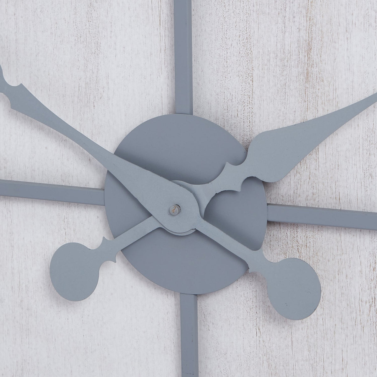 Large Light Grey & White Wash Panelled Wall Clock