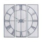 Large Light Grey & White Wash Panelled Wall Clock