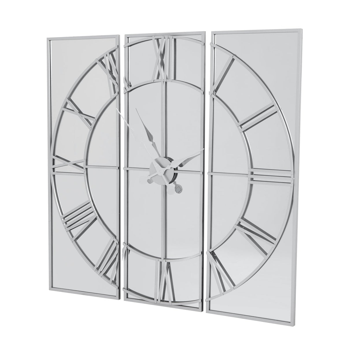 Large Statement Silver Mirrored Wall Clock