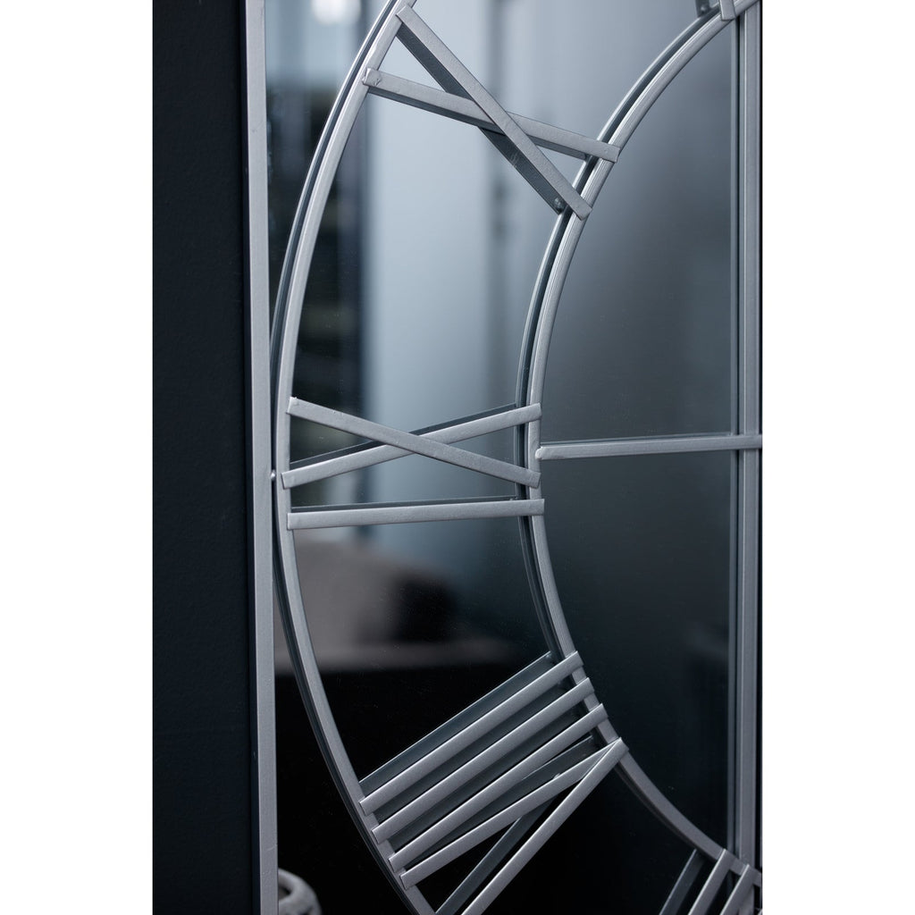 Large Statement Silver Mirrored Wall Clock