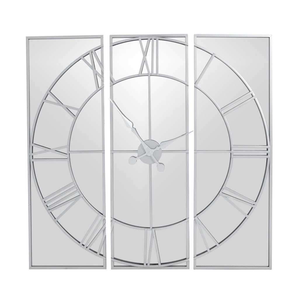 Large Statement Silver Mirrored Wall Clock