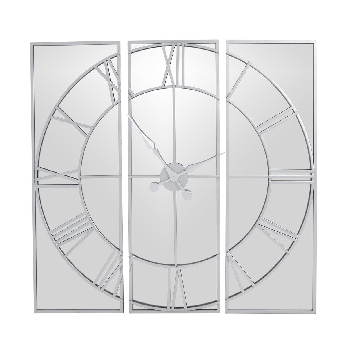 Large Statement Silver Mirrored Wall Clock
