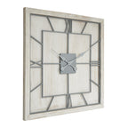 Large Statement Square Light Grey & White Wash Wall Clock