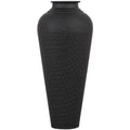 Matt Black Hammered Vase With Lid