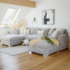 Bishop Scatterback or Fullback U Shape Sofa in either Truffle or Platinum