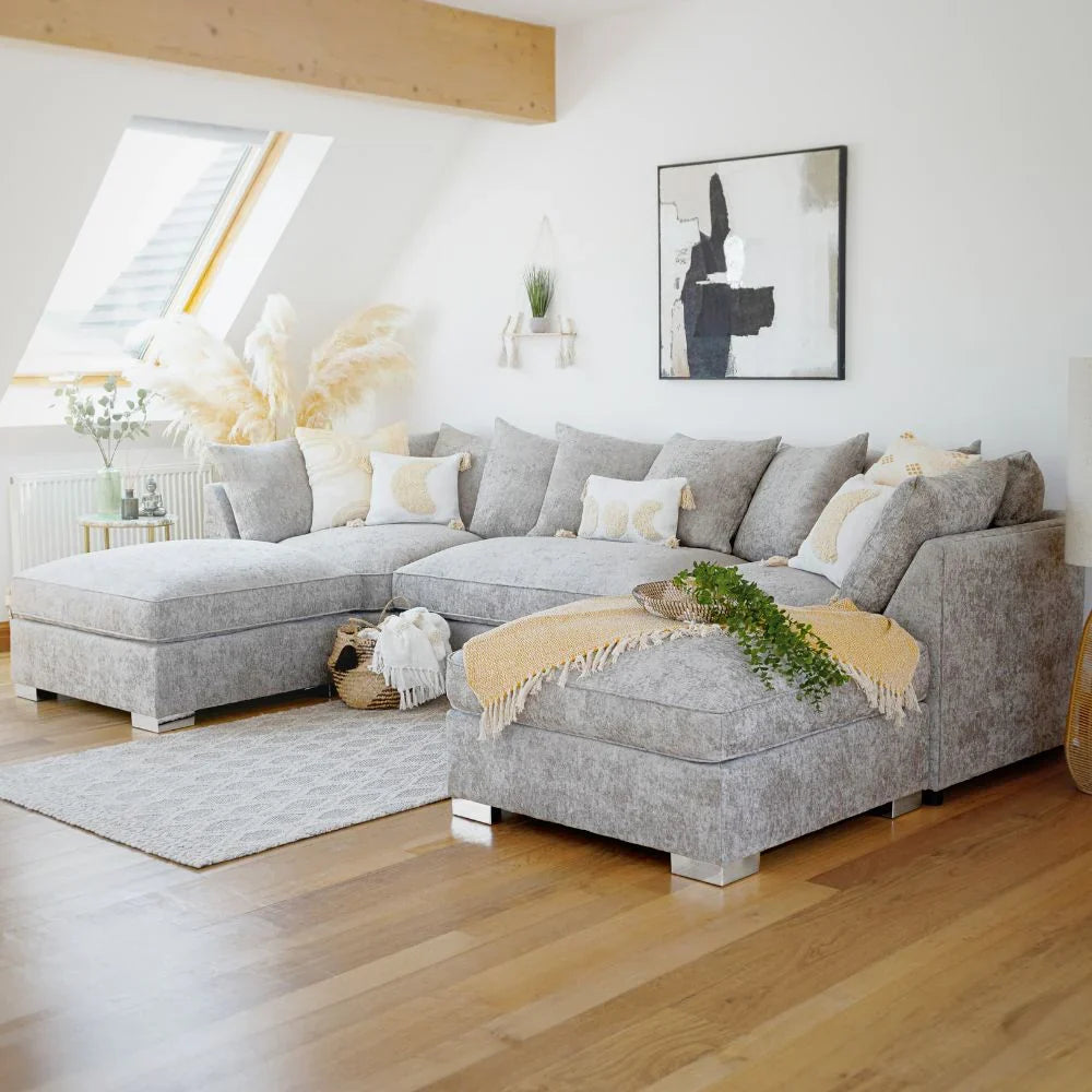 Bishop Scatterback or Fullback U Shape Sofa in either Truffle or Platinum