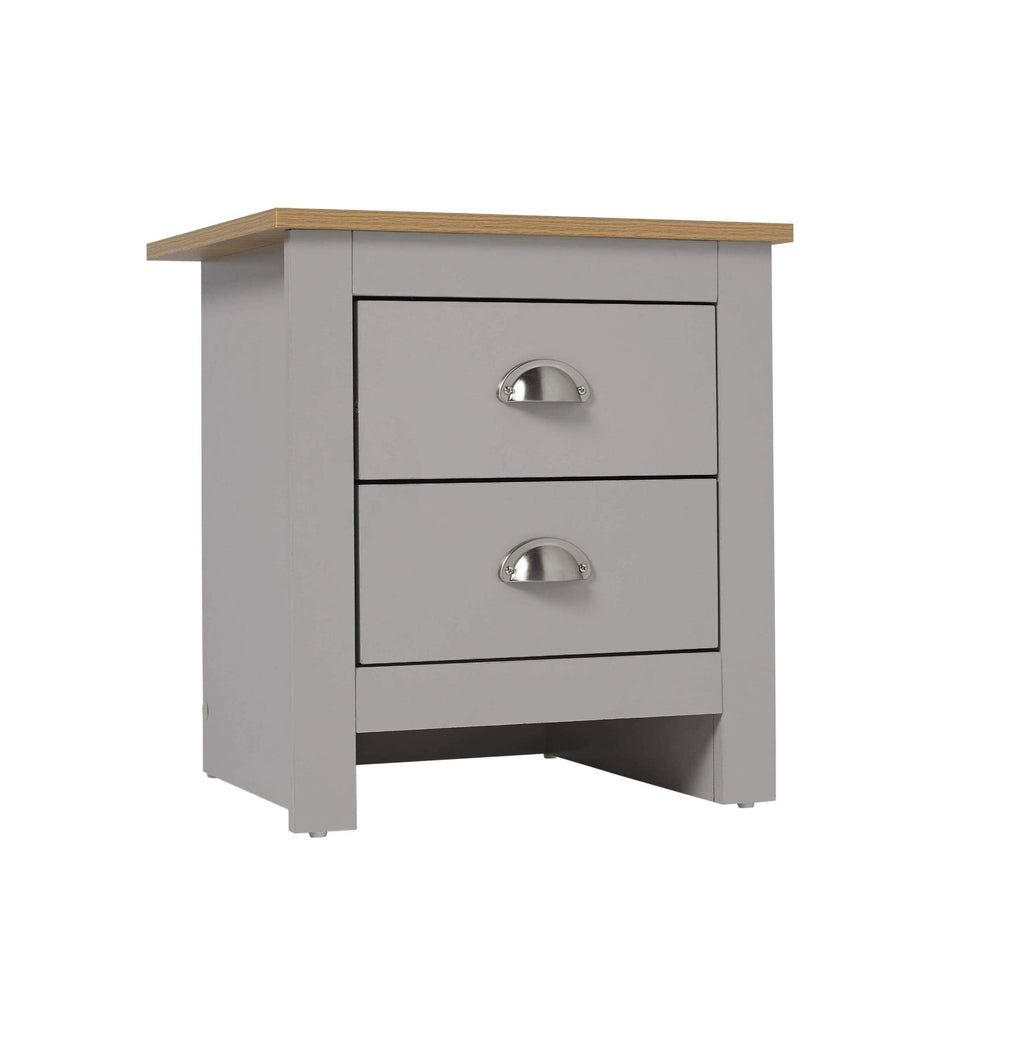 Grey And Oak Three Piece Bedroom Furniture Set