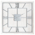 Large Statement Square Light Grey & White Wash Wall Clock