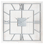 Large Statement Square Light Grey & White Wash Wall Clock