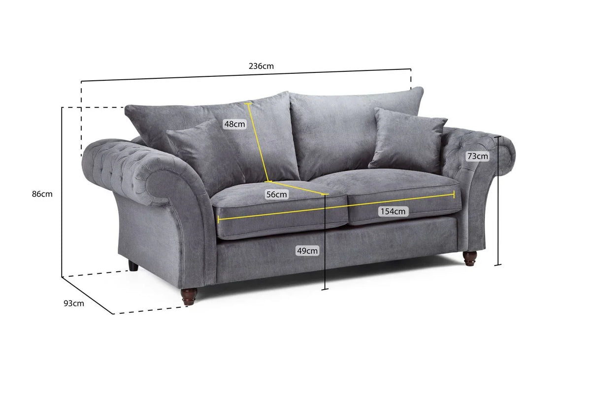 Windsor 3 Seater Sofa In Grey