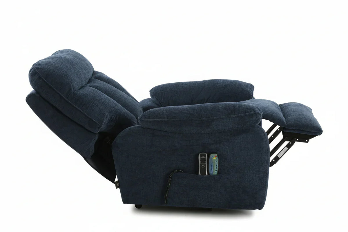 Rise and Recline + Massage + Heat Armchair in Blue