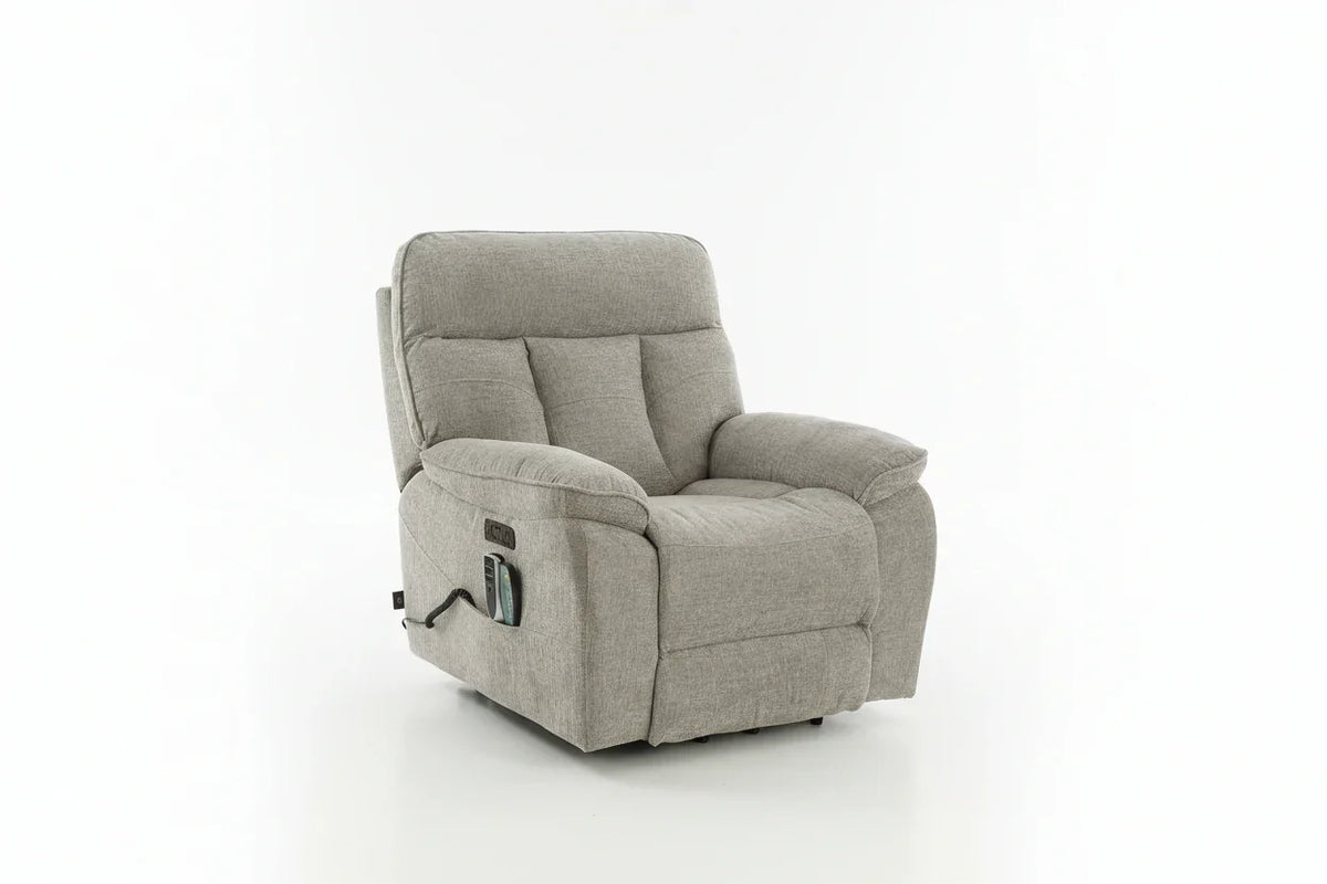 Rise and Recline + Massage + Heat Armchair in Grey