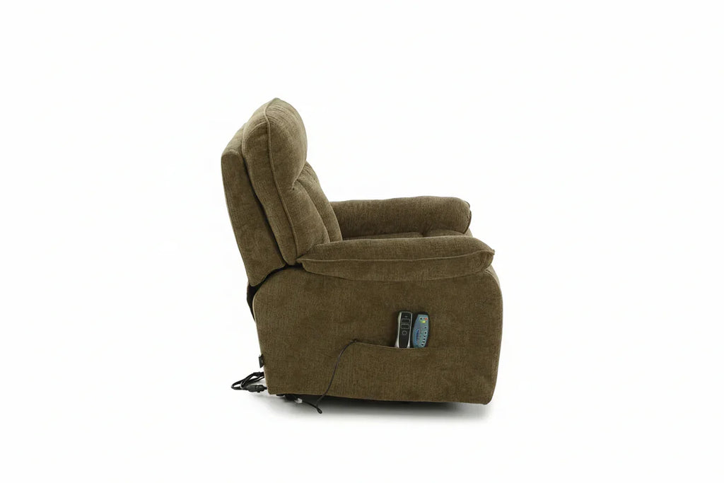 Rise and Recline + Massage + Heat Armchair in Brown