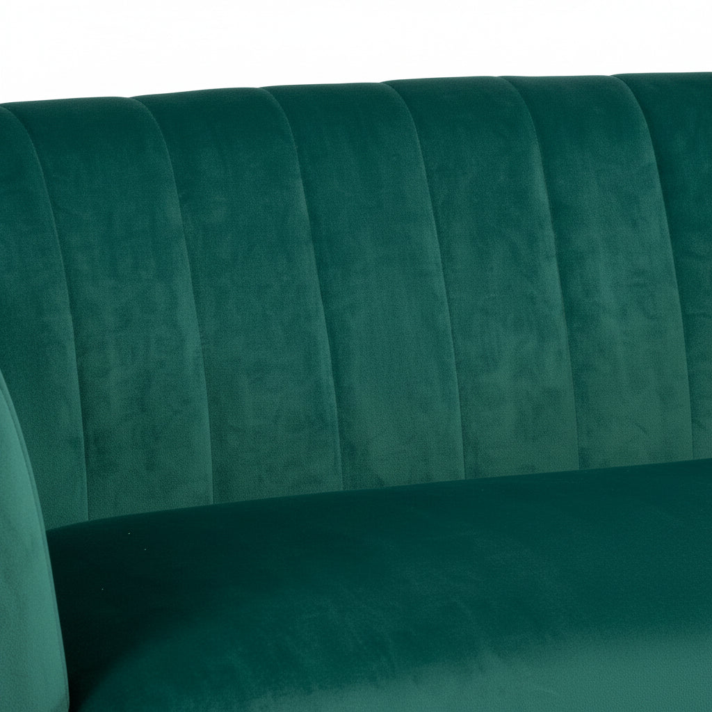 Green Velvet 2 Seater Sofa with Gold Legs