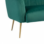 Green Velvet 2 Seater Sofa with Gold Legs