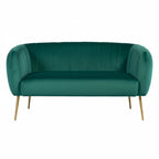 Green Velvet 2 Seater Sofa with Gold Legs