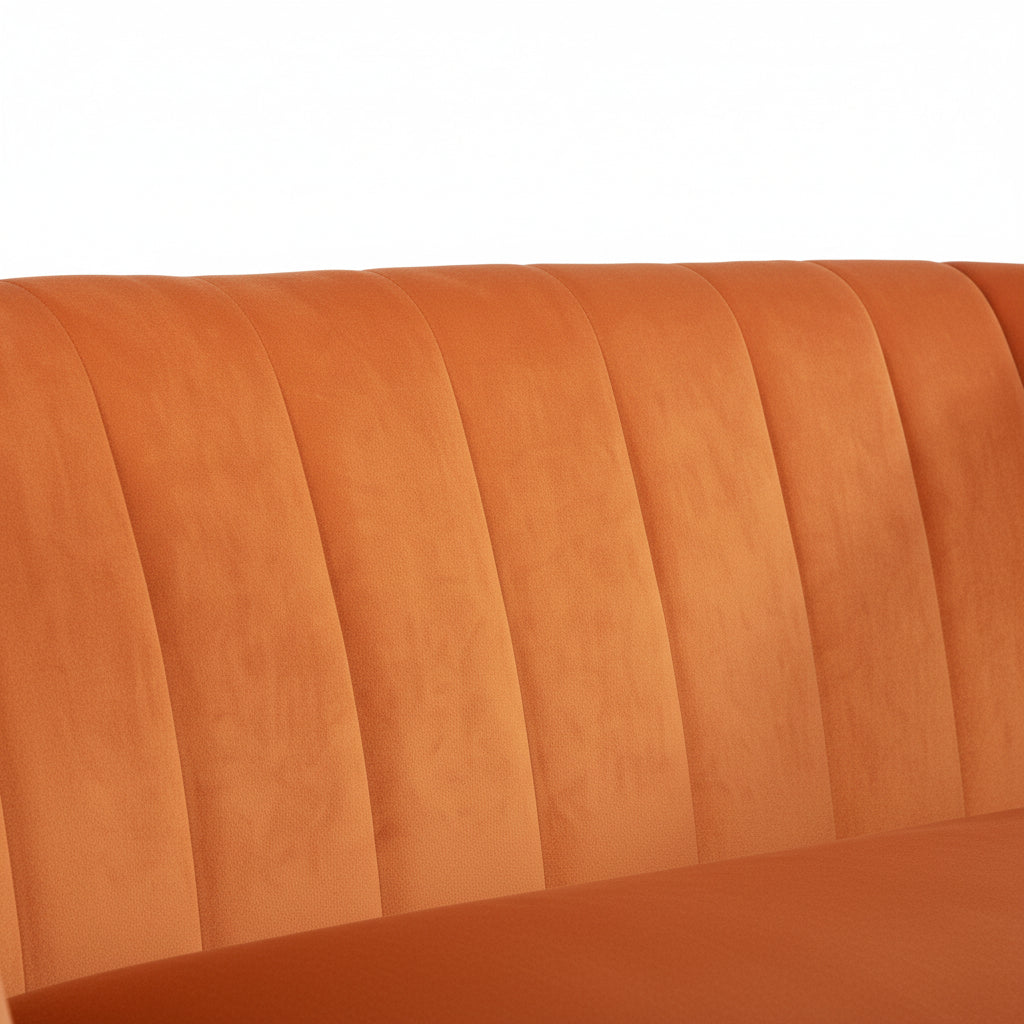 Orange Velvet Armchair with Gold Legs