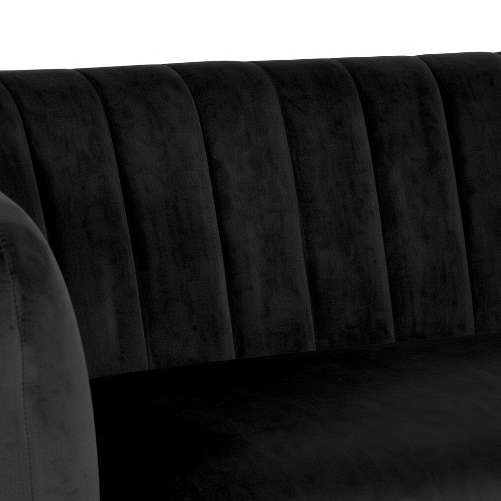Black Velvet Armchair with Gold Legs