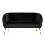Black Velvet 2 Seater Sofa with Gold Legs