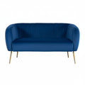 Blue Velvet 2 Seater Sofa with Gold Legs