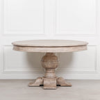 Rustic Acacia Round Ball Dining Table With 4 Louis Chairs