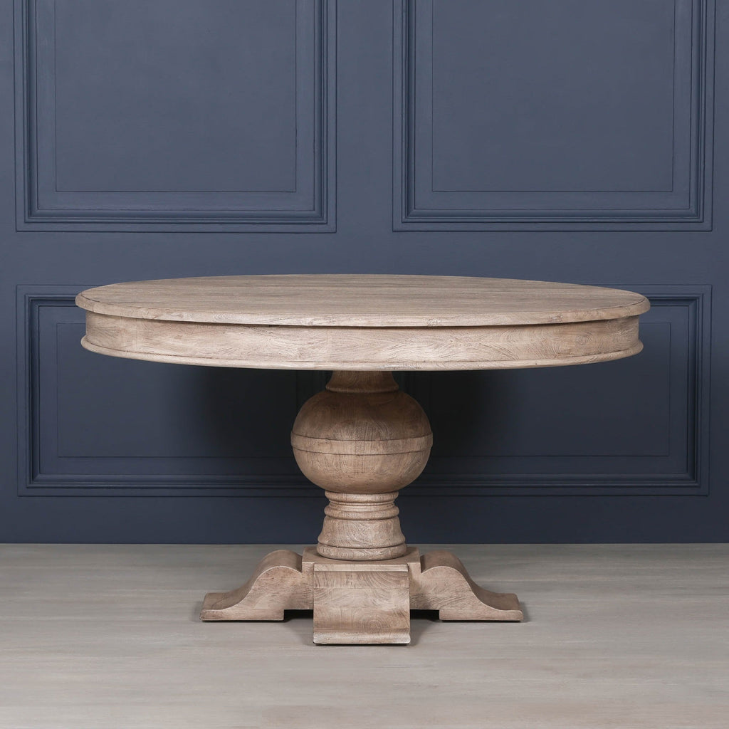 Rustic Acacia Round Ball Dining Table With 4 Louis Chairs