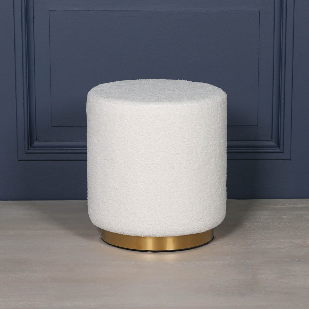Boucle Round Stool with Gold Base